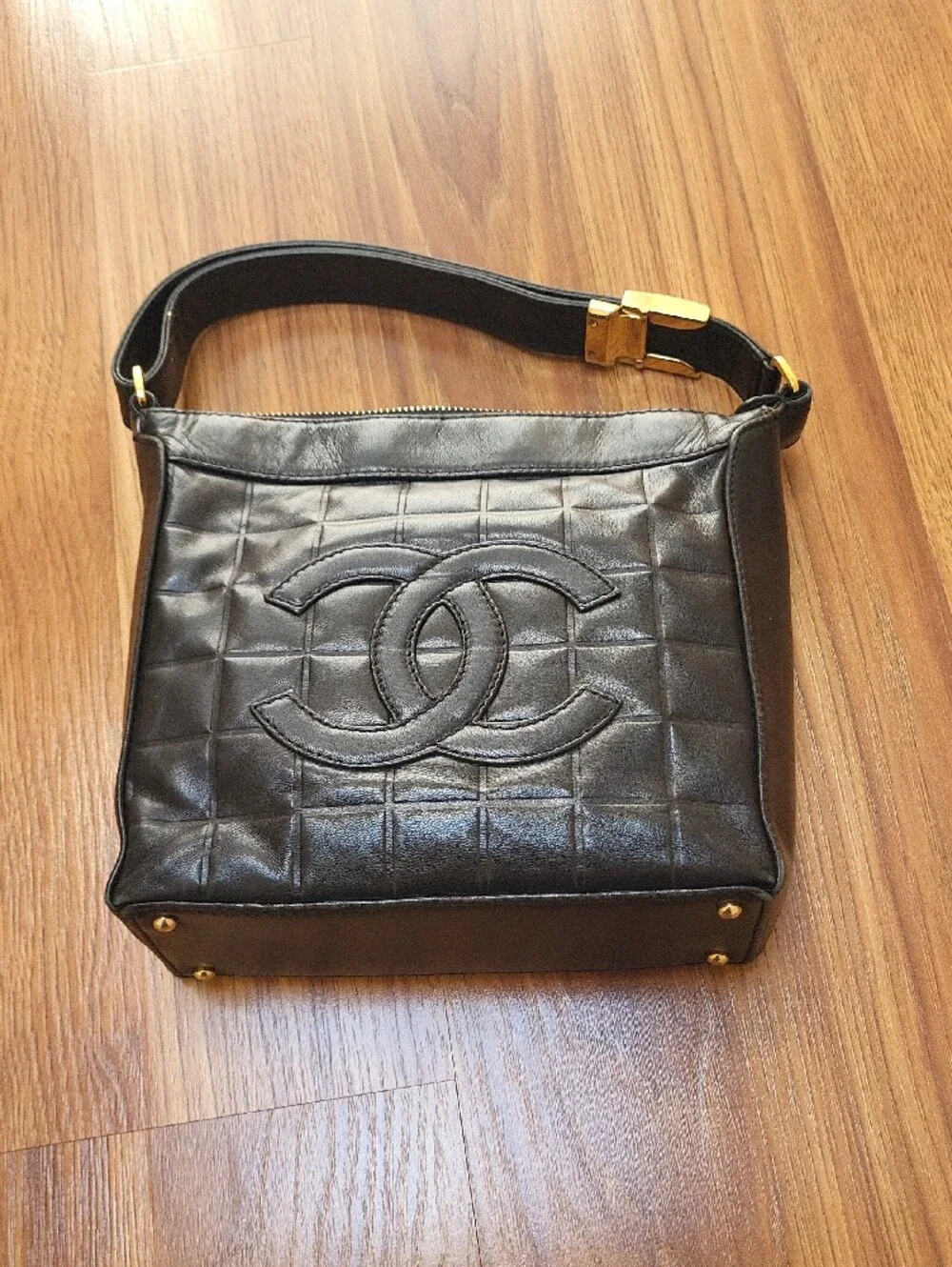 Authentic CHANEL Black Quilted Leather Shoulder Hobo with Gold-Tone Hardware - Picture 10 of 11
